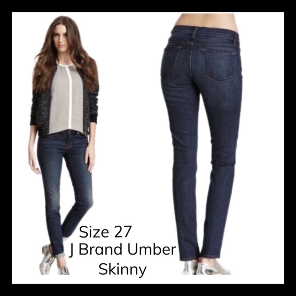 J Brand Umber Skinny Jeans Mid Rise Size 27 - Excellent Condition